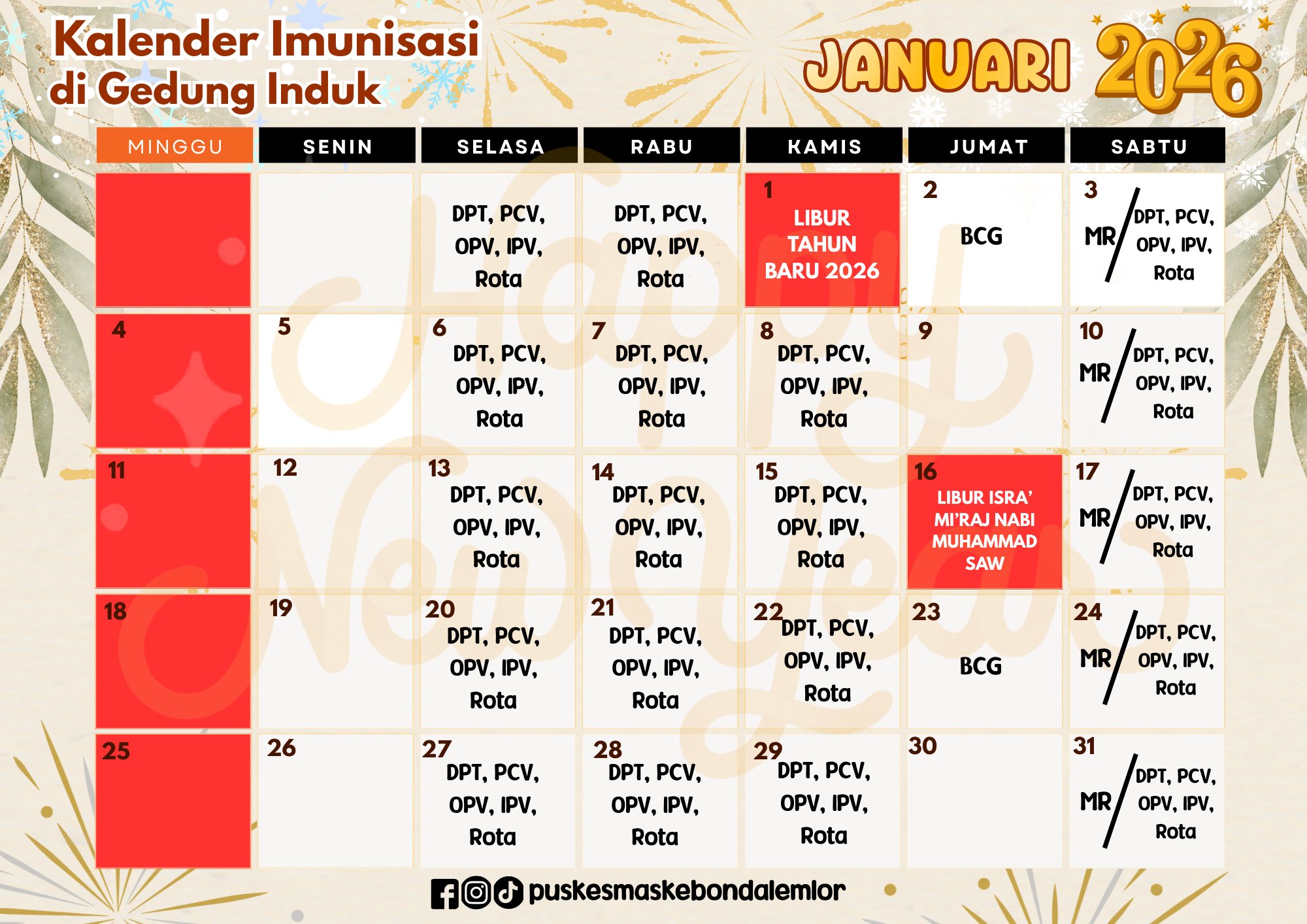 Jadwal Imunisasi Januari 2026